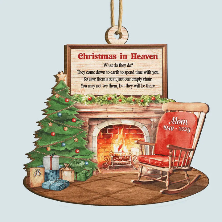 Christmas In Heaven Memorial - Personalized Custom Wood Ornament - Christmas, Memorial Gift For Family Member