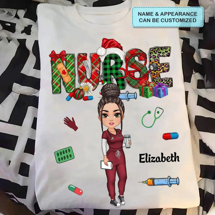 Merry Christmas Nurse - Personalized Custom T-shirt - Nurse's Day, Appreciation, Christmas Gift For Nurse
