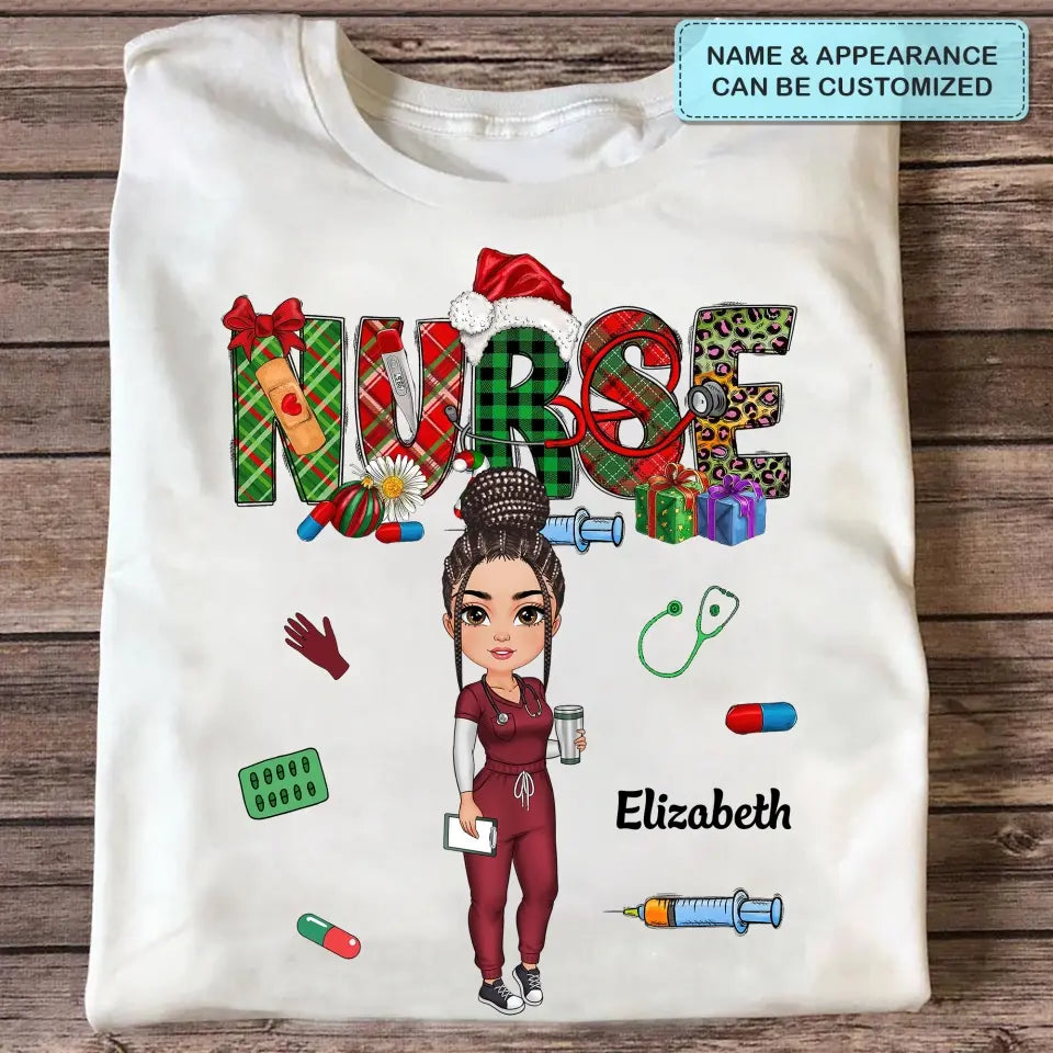 Merry Christmas Nurse - Personalized Custom T-shirt - Nurse's Day, Appreciation, Christmas Gift For Nurse