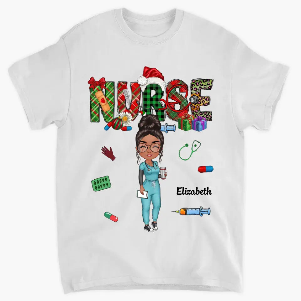 Merry Christmas Nurse - Personalized Custom T-shirt - Nurse's Day, Appreciation, Christmas Gift For Nurse