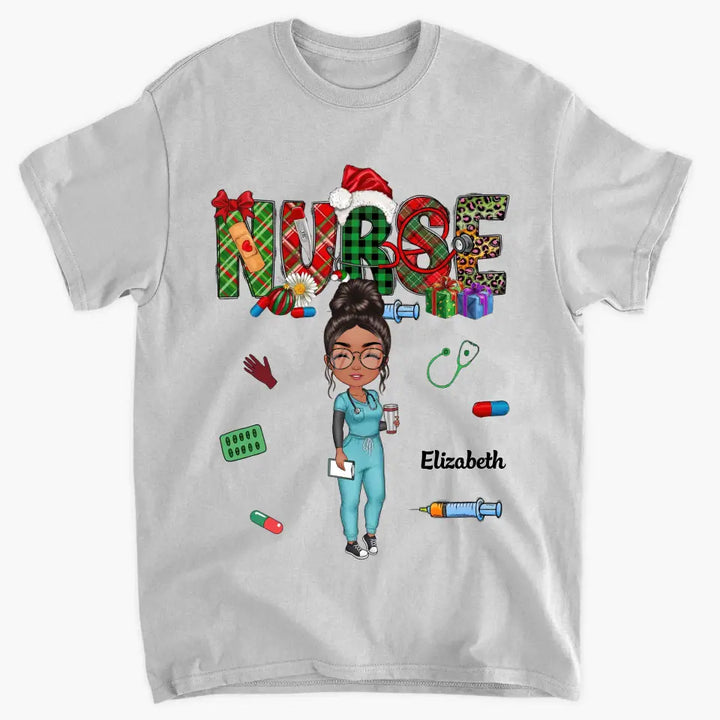 Merry Christmas Nurse - Personalized Custom T-shirt - Nurse's Day, Appreciation, Christmas Gift For Nurse