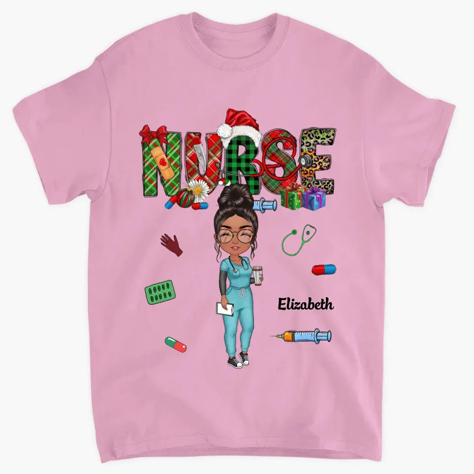 Merry Christmas Nurse - Personalized Custom T-shirt - Nurse's Day, Appreciation, Christmas Gift For Nurse