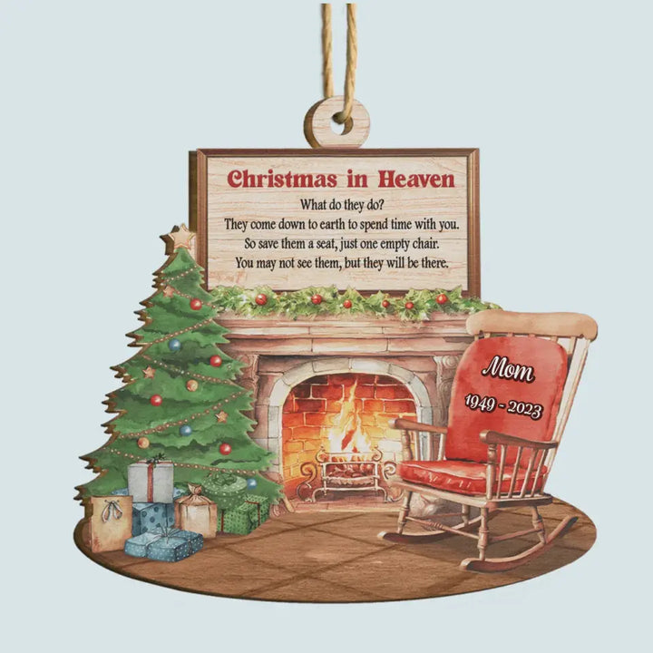 Christmas In Heaven Memorial - Personalized Custom Wood Ornament - Christmas, Memorial Gift For Family Member