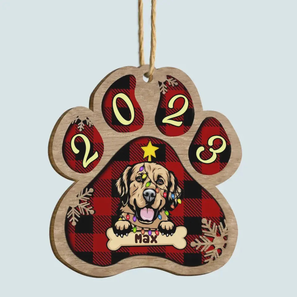 2023 Paw - Personalized Custom Wood Ornament - Christmas Gift For Dog Mom, Dog Dad, Dog Lover, Dog Owner