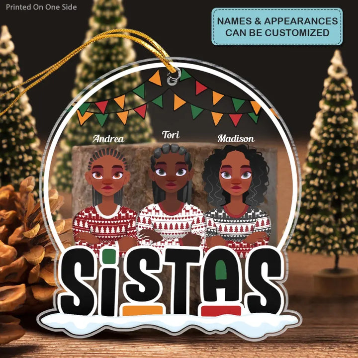 Sistas Forever - Personalized Custom Mica Ornament - Christmas Gift For Friends, Besties