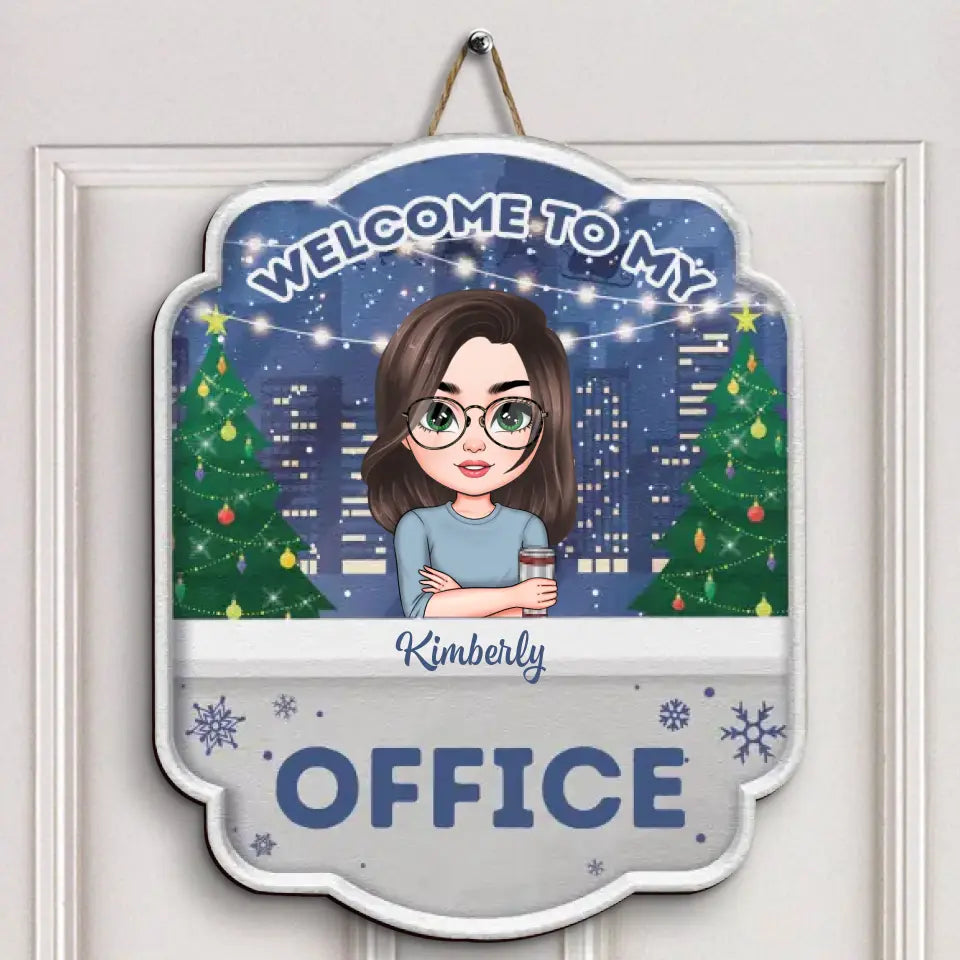 Welcome To Our Office Christmas - Personalized Custom Door Sign - Christmas, Office Decor Gift For Colleagues, Office Staff