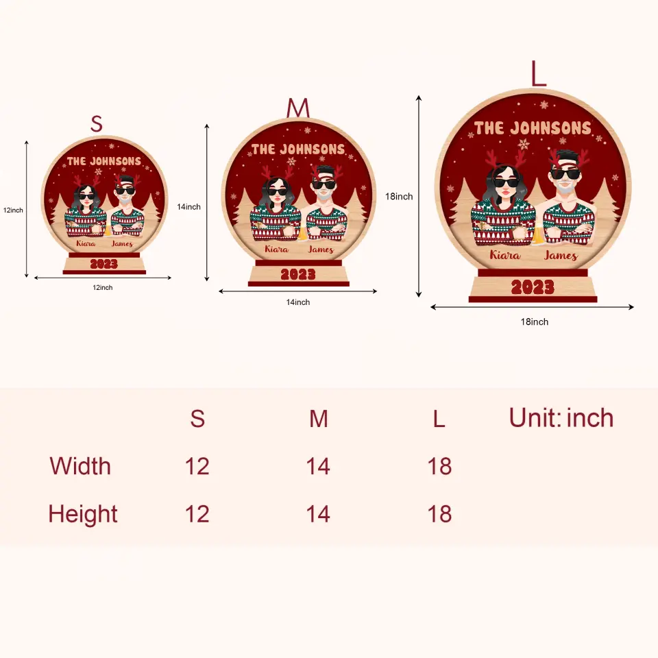 Family In Snow Globe - Personalized Custom Door Sign - Christmas Gift For Couple, Wife, Husband