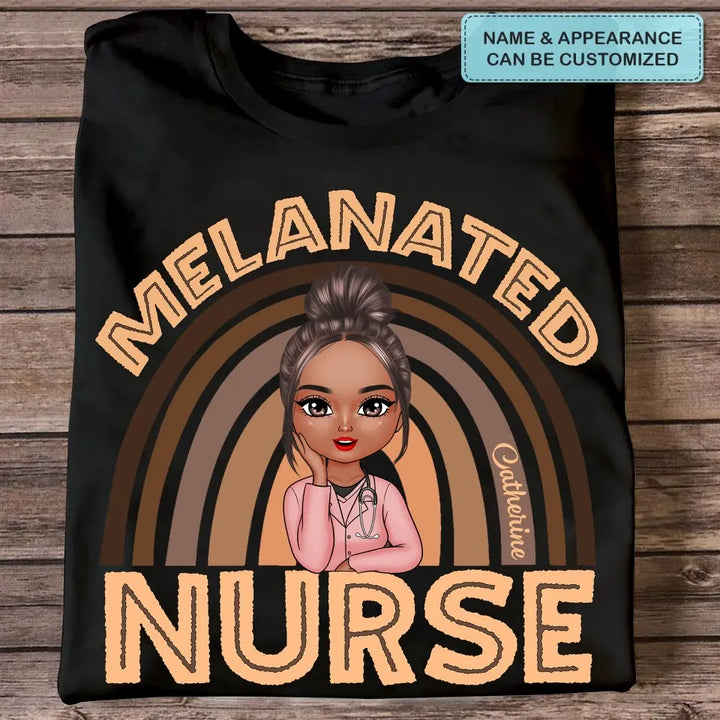 Melanated Nurse - Personalized Custom T-shirt - Nurse's Day, Appreciation Gift For Nurse