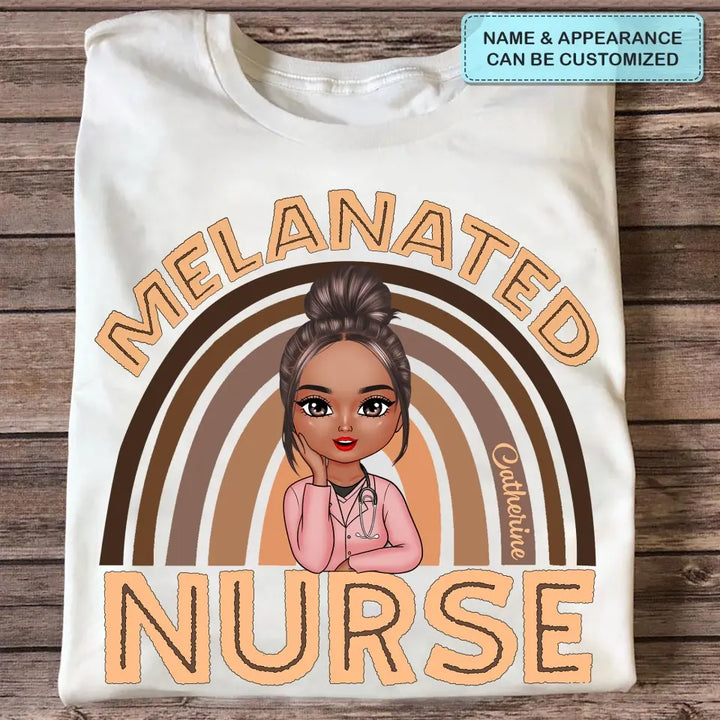Melanated Nurse - Personalized Custom T-shirt - Nurse's Day, Appreciation Gift For Nurse