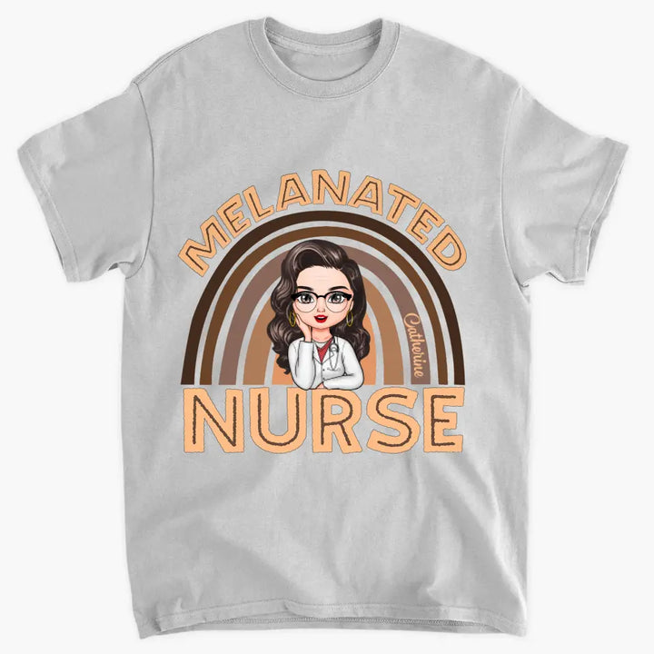 Melanated Nurse - Personalized Custom T-shirt - Nurse's Day, Appreciation Gift For Nurse