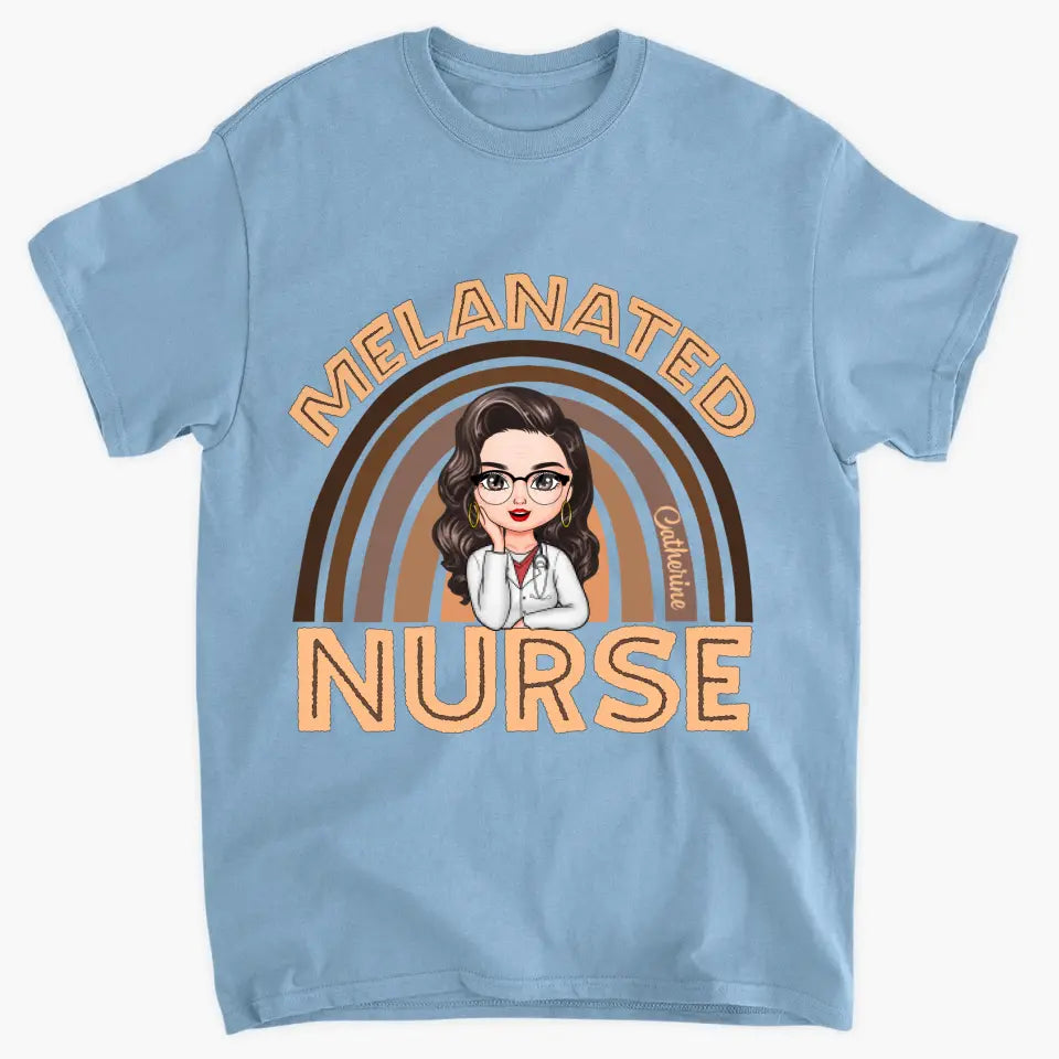 Melanated Nurse - Personalized Custom T-shirt - Nurse's Day, Appreciation Gift For Nurse