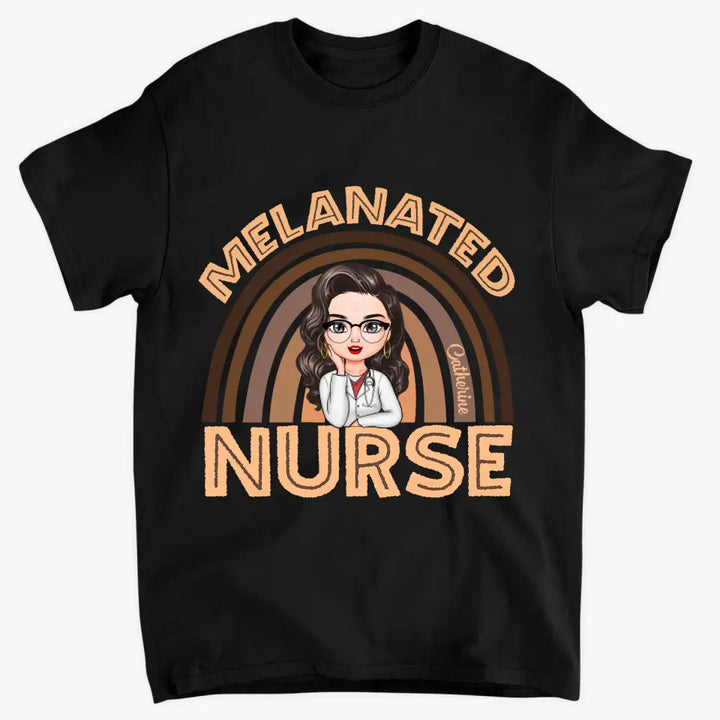 Melanated Nurse - Personalized Custom T-shirt - Nurse's Day, Appreciation Gift For Nurse