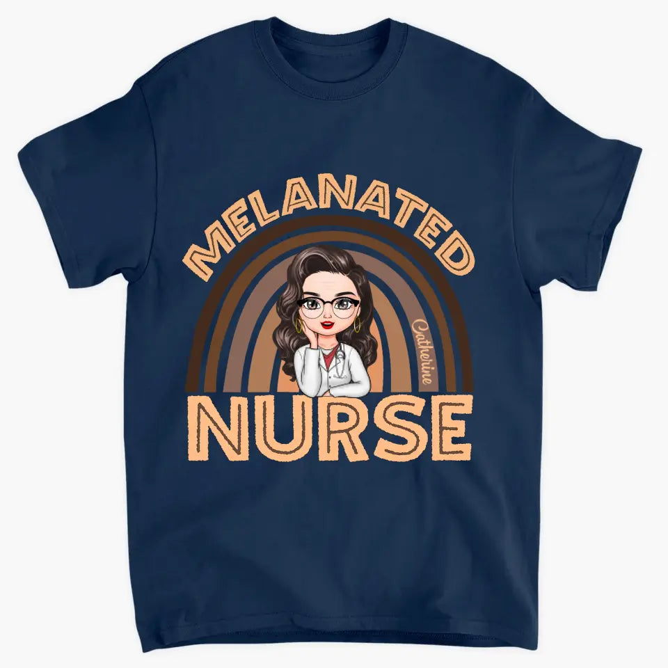 Melanated Nurse - Personalized Custom T-shirt - Nurse's Day, Appreciation Gift For Nurse
