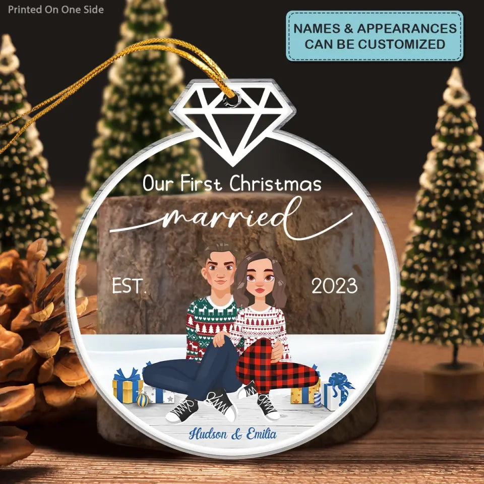 Our First Christmas Married - Personalized Custom Mica Ornament - Christmas Gift For Couple, Wife, Husband