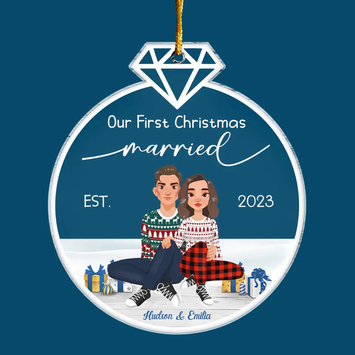 Our First Christmas Married - Personalized Custom Mica Ornament - Christmas Gift For Couple, Wife, Husband