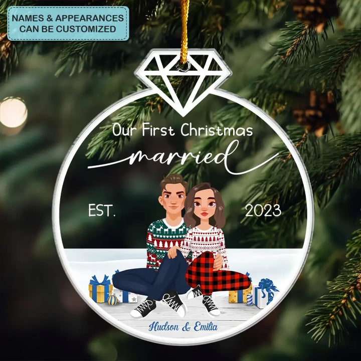 Our First Christmas Married - Personalized Custom Mica Ornament - Christmas Gift For Couple, Wife, Husband
