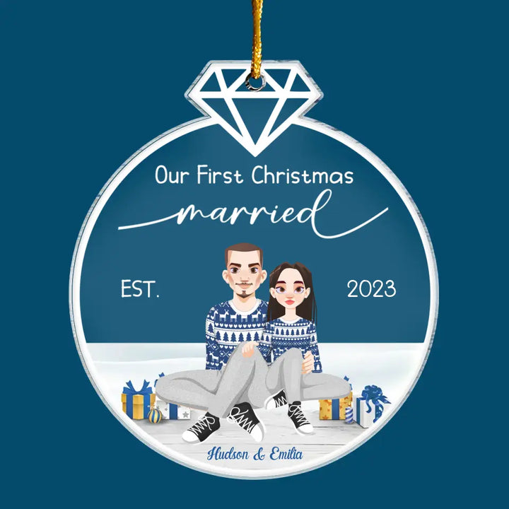 Our First Christmas Married - Personalized Custom Mica Ornament - Christmas Gift For Couple, Wife, Husband