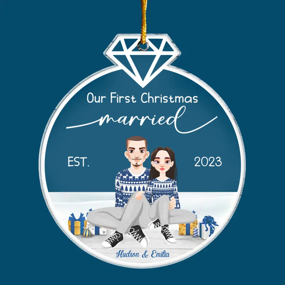 Our First Christmas Married - Personalized Custom Mica Ornament - Christmas Gift For Couple, Wife, Husband