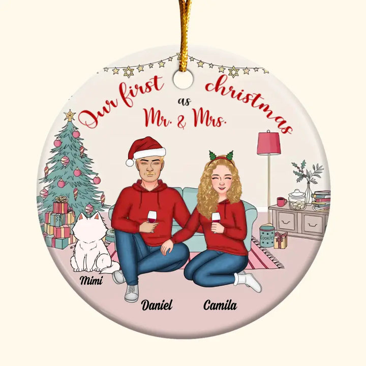 Our First Christmas - Personalized Custom Ceramic Ornament - Christmas Gift For Couple, Wife, Husband