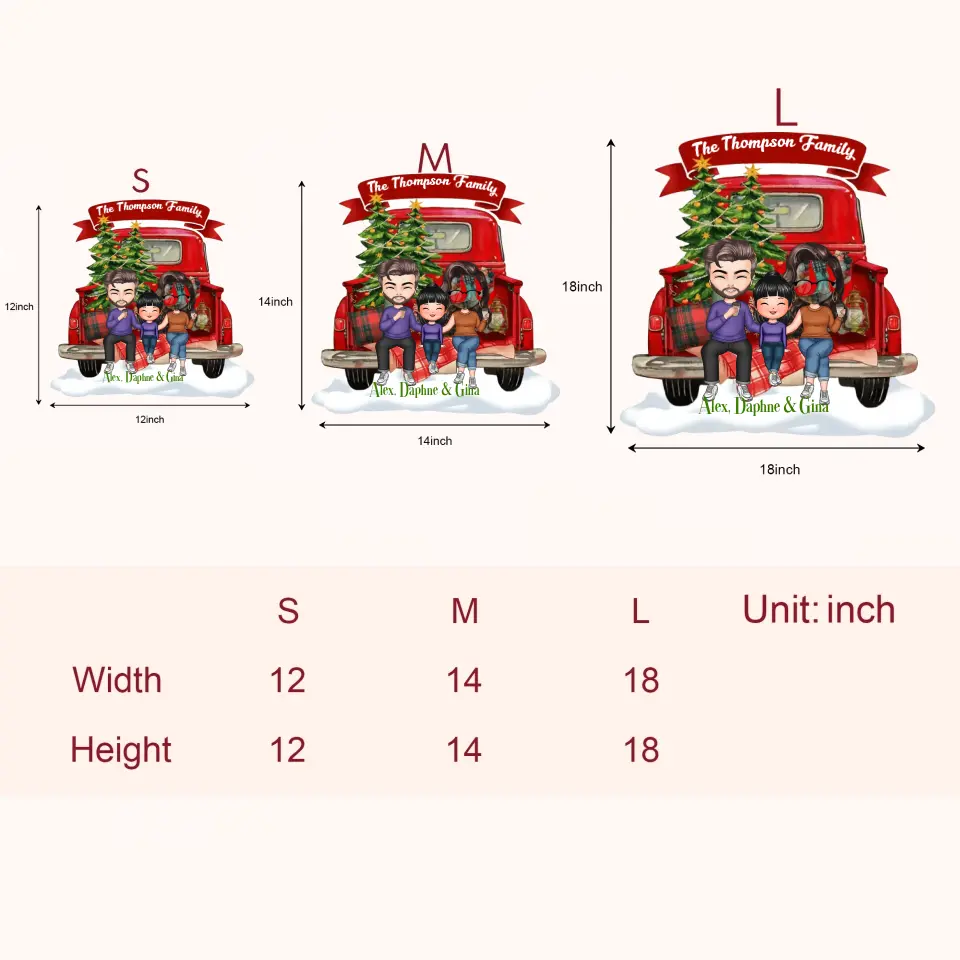 Family On Christmas Truck - Personalized Custom Door Sign - Christmas Gift For Mom, Dad, Family Member