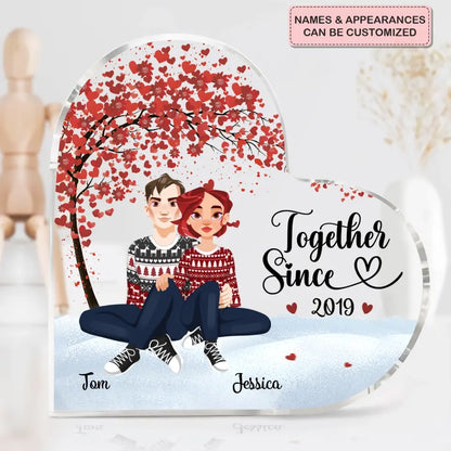 Together Since - Personalized Custom Heart-shaped Acrylic Plaque - Christmas Gift For Couple, Wife, Husband