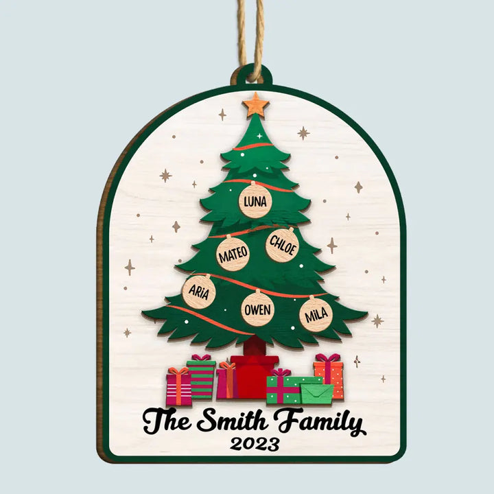 Family Christmas Tree - Personalized Custom Wood Ornament - Christmas For Family Members