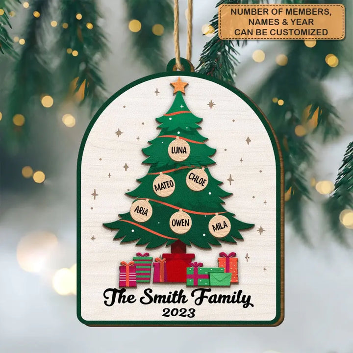 Family Christmas Tree - Personalized Custom Wood Ornament - Christmas For Family Members