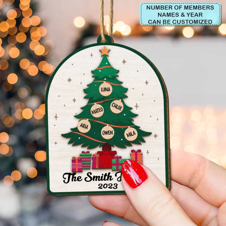 Family Christmas Tree - Personalized Custom Wood Ornament - Christmas For Family Members