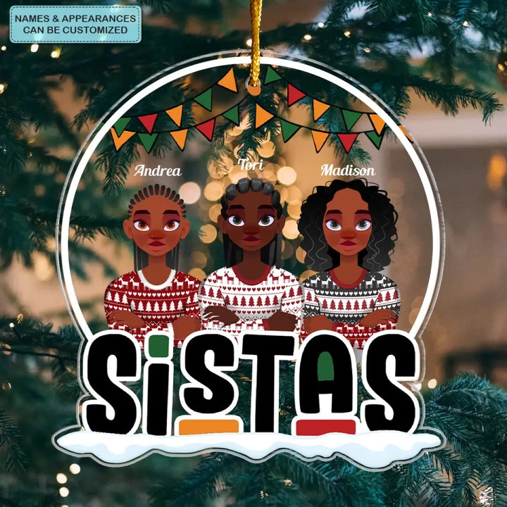 Sistas Forever - Personalized Custom Mica Ornament - Christmas Gift For Friends, Besties
