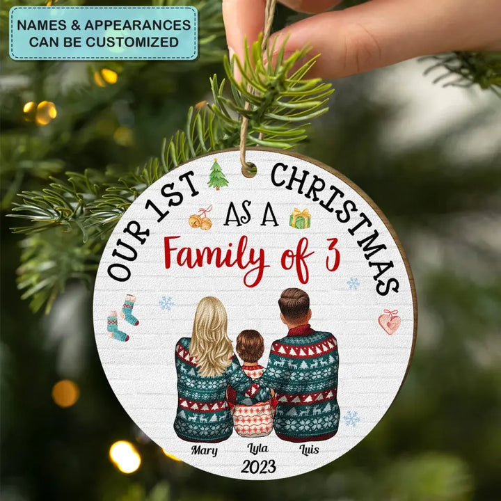 Our First Xmas As A Family - Personalized Custom Wood Ornament - Christmas For Family Members