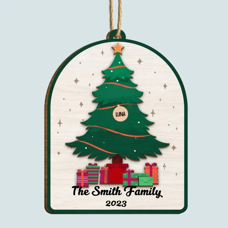 Family Christmas Tree - Personalized Custom Wood Ornament - Christmas For Family Members