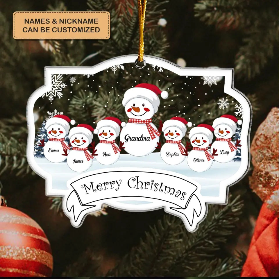 Snowman Grandma Christmas - Personalized Custom Mica Ornament - Christmas Gift For Grandma