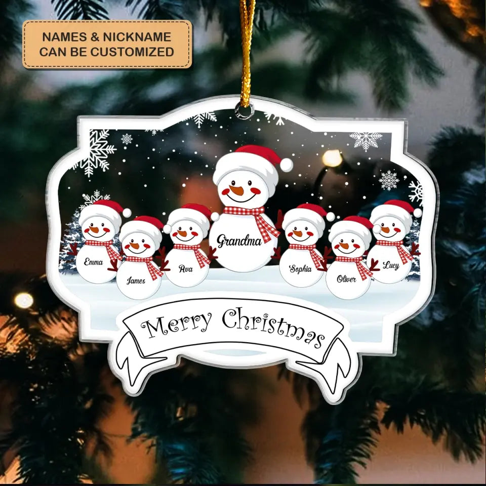 Snowman Grandma Christmas - Personalized Custom Mica Ornament - Christmas Gift For Grandma