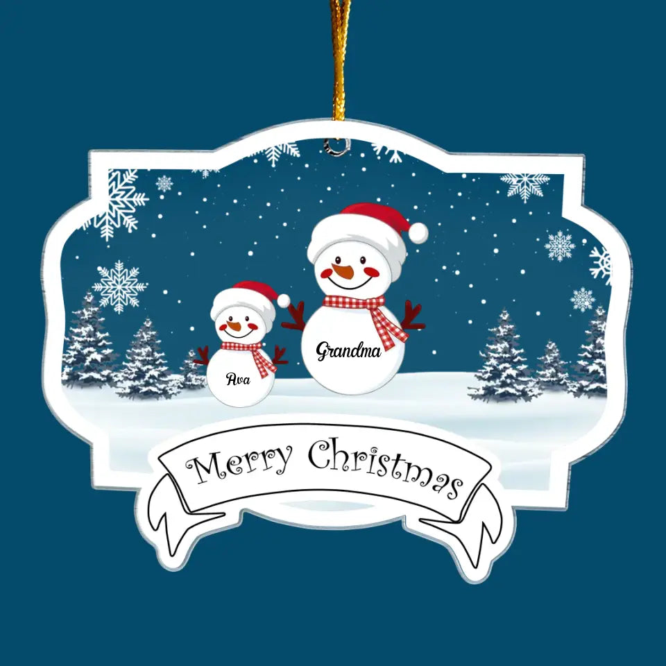 Snowman Grandma Christmas - Personalized Custom Mica Ornament - Christmas Gift For Grandma