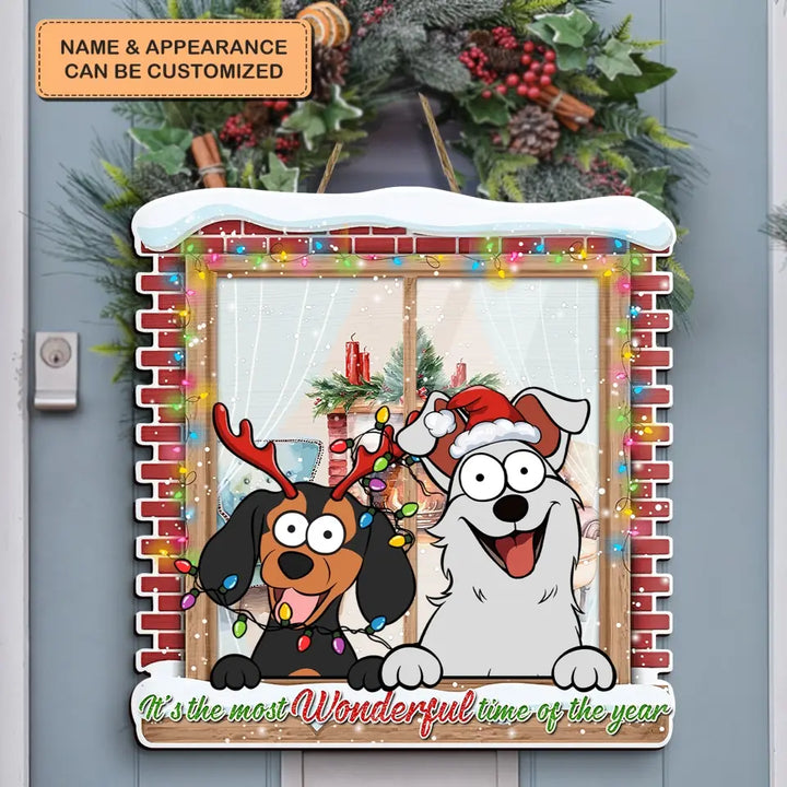 The Most Wonderful Time Of The Year - Personalized Christmas Door Sign - Christmas Dog Funny - Gift For Dog Mom, Dog Dad, Dog Lover, Dog Owner