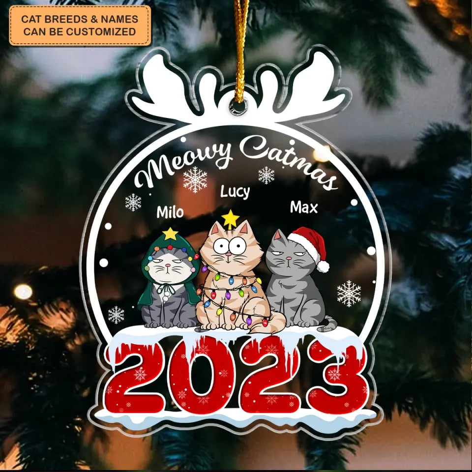 Meowy Catmas 2023 - Personalized Custom Mica Ornament - Christmas Cat Funny - Gift For Cat Mom, Cat Dad, Cat Lover, Cat Owner