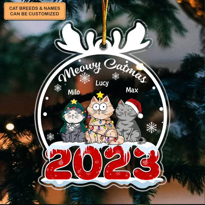 Meowy Catmas 2023 - Personalized Custom Mica Ornament - Christmas Cat Funny - Gift For Cat Mom, Cat Dad, Cat Lover, Cat Owner