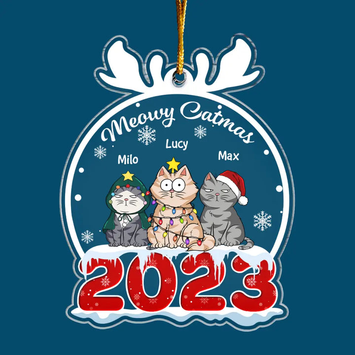 Meowy Catmas 2023 - Personalized Custom Mica Ornament - Christmas Cat Funny - Gift For Cat Mom, Cat Dad, Cat Lover, Cat Owner