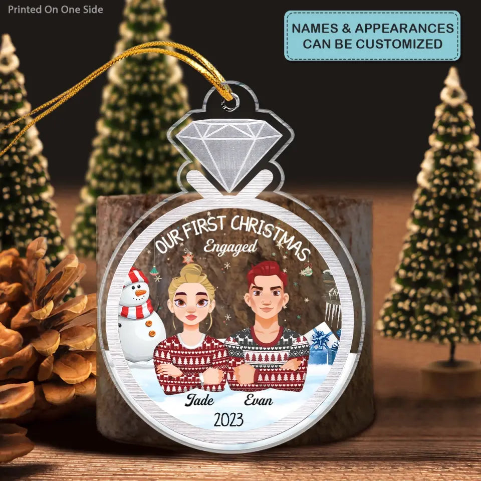 Couple Ring - Personalized Custom Mica Ornament - Christmas Gift For Couple, Husband, Wife