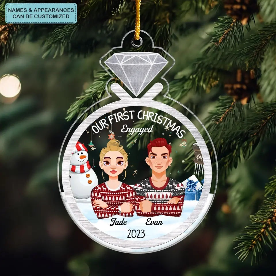 Couple Ring - Personalized Custom Mica Ornament - Christmas Gift For Couple, Husband, Wife