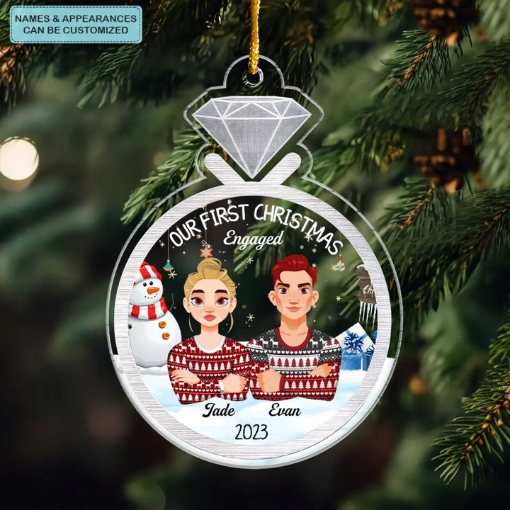 Couple Ring - Personalized Custom Mica Ornament - Christmas Gift For Couple, Husband, Wife