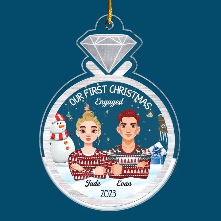 Couple Ring - Personalized Custom Mica Ornament - Christmas Gift For Couple, Husband, Wife