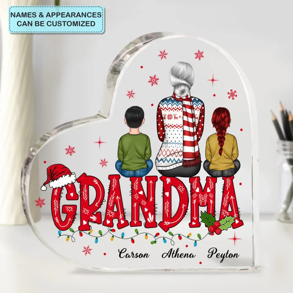 Nana Christmas - Personalized Custom Heart-shaped Acrylic Plaque - Christmas Gift For Grandma, Mom