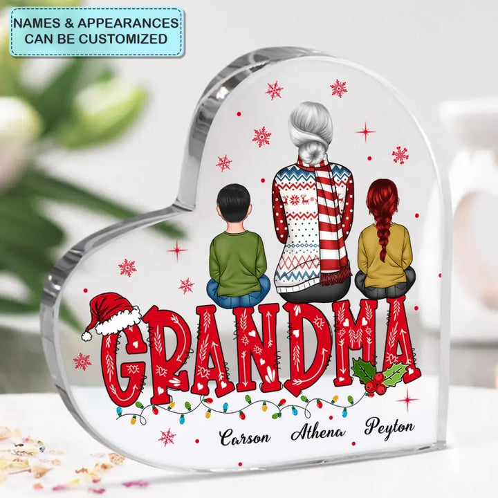 Nana Christmas - Personalized Custom Heart-shaped Acrylic Plaque - Christmas Gift For Grandma, Mom