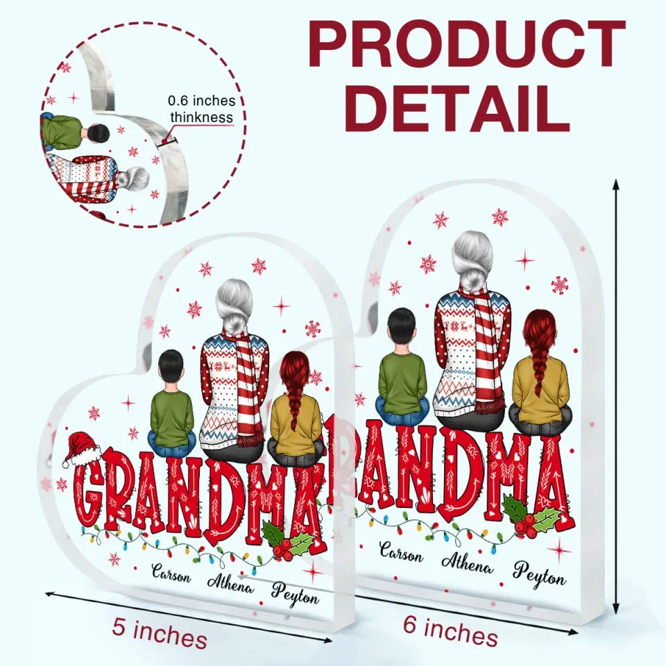 Nana Christmas - Personalized Custom Heart-shaped Acrylic Plaque - Christmas Gift For Grandma, Mom
