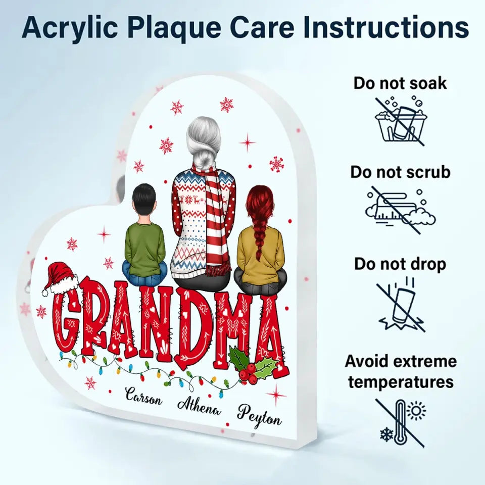 Nana Christmas - Personalized Custom Heart-shaped Acrylic Plaque - Christmas Gift For Grandma, Mom