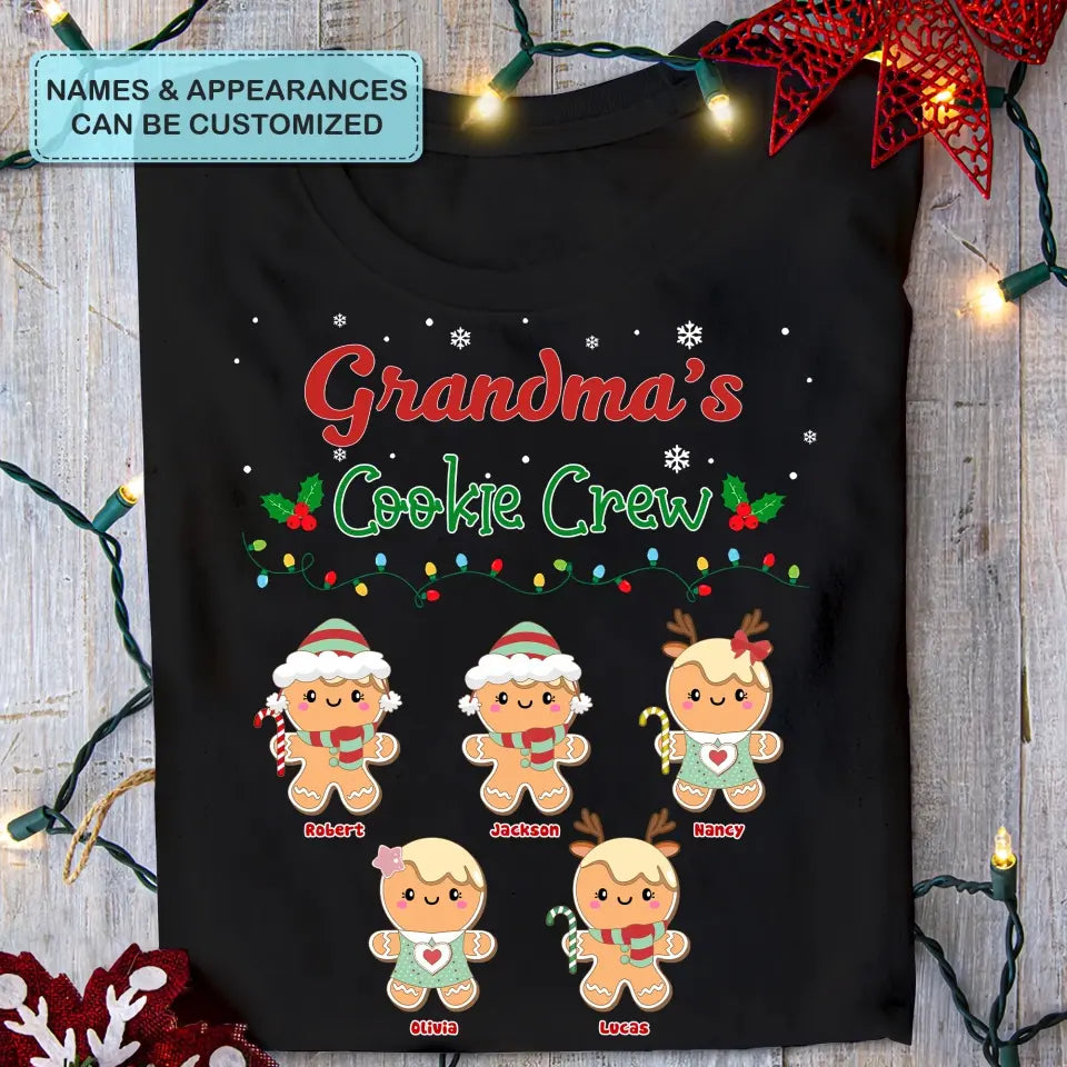 Grandma's Cookie Crew - Personalized Custom T-shirt - Christmas Gift For Grandma, Family Members