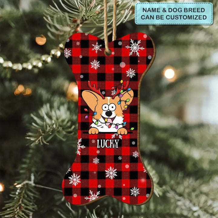 Cute Dog Puppy Pet Christmas - Personalized Custom Wood Ornament - Christmas Gift For Dog Mom, Dog Dad, Cat Mom, Cat Dad