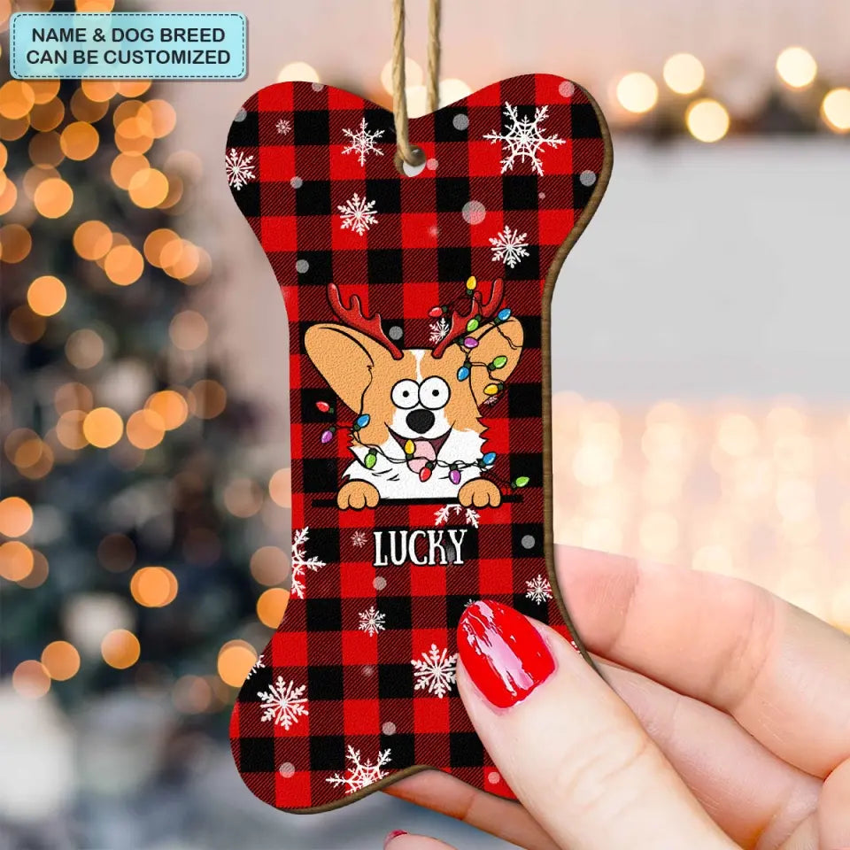 Cute Dog Puppy Pet Christmas - Personalized Custom Wood Ornament - Christmas Gift For Dog Mom, Dog Dad, Cat Mom, Cat Dad