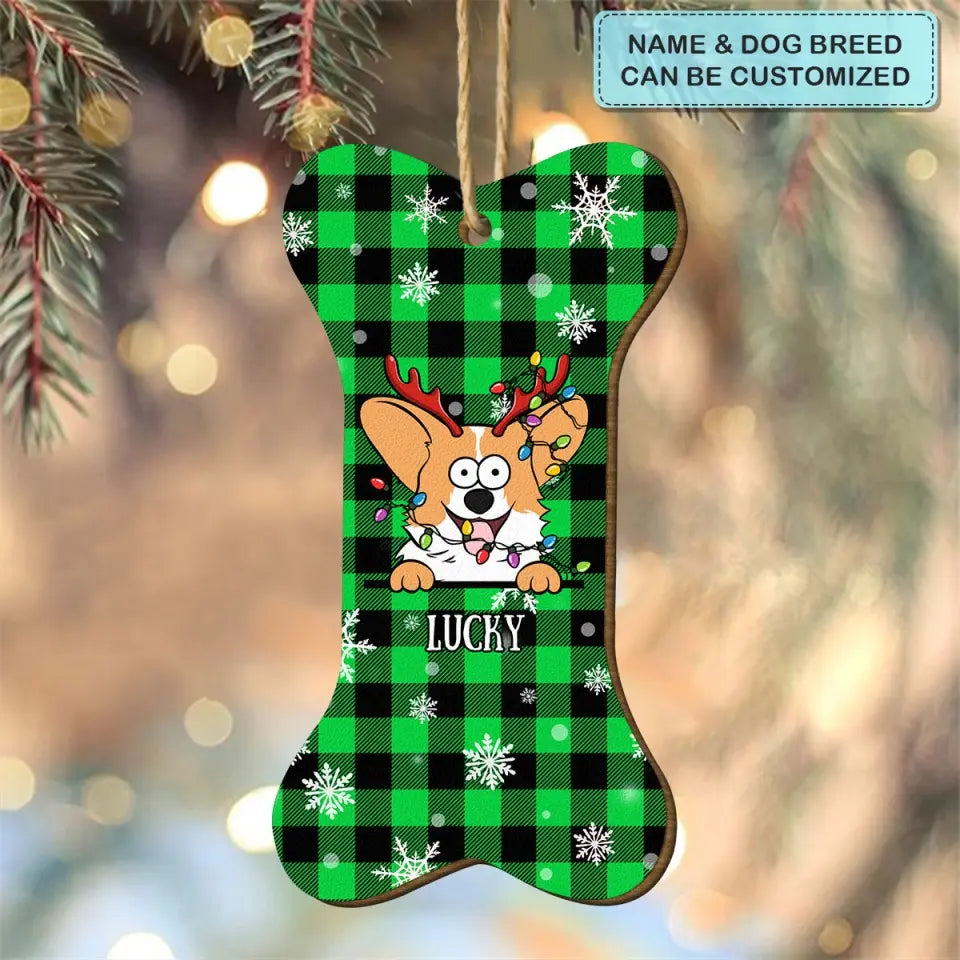 Cute Dog Puppy Pet Christmas - Personalized Custom Wood Ornament - Christmas Gift For Dog Mom, Dog Dad, Cat Mom, Cat Dad